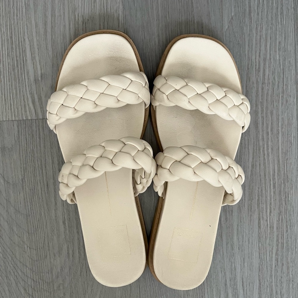 Women's Cream Braided Slide Sandals